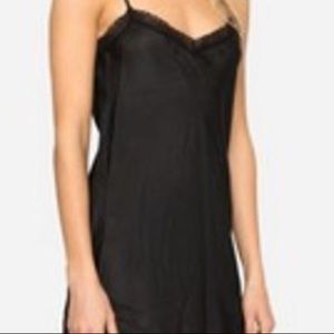 Johnny Was Black Silk Slip Lace Trim
